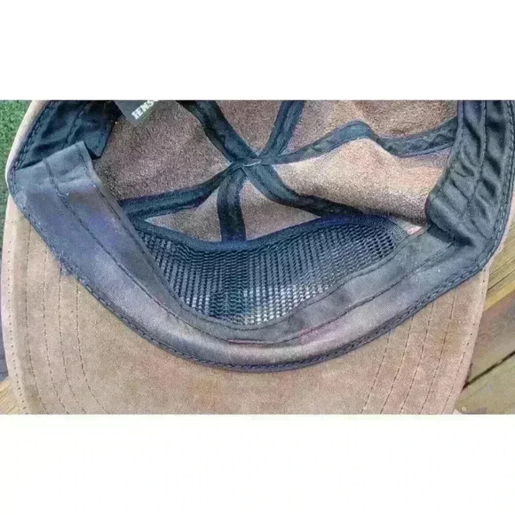 Vintage Henschel Brown Distressed Leather Baseball Cap Hat Made In USA St Louis - Picture 11 of 11